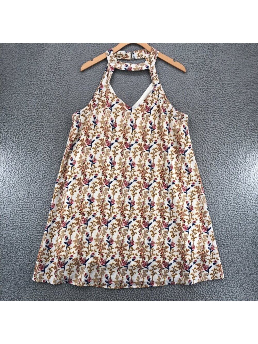 Entro Dress Womens Large Multicolor Floral Mini Swing Cutout Halter Sleeveless